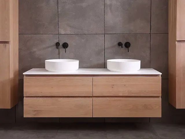 Eikenhout badkamermeubel 160cm (3 kleuren beschikbaar) - afbeelding 7 van  98