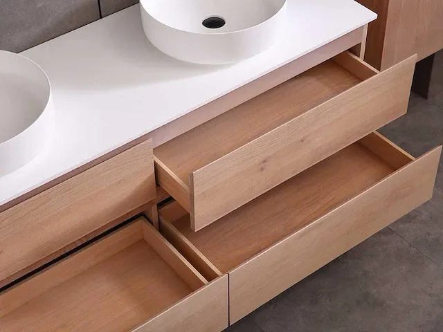Eikenhout badkamermeubel 160cm (3 kleuren beschikbaar) - afbeelding 9 van  98