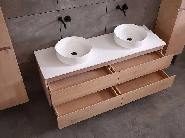 Eikenhout badkamermeubel 160cm (3 kleuren beschikbaar) - afbeelding 10 van  98
