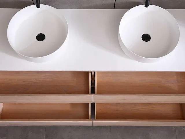 Eikenhout badkamermeubel 160cm (3 kleuren beschikbaar) - afbeelding 11 van  98