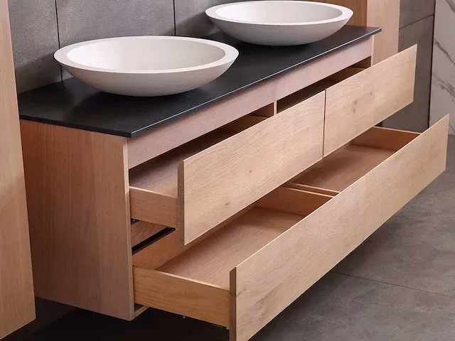 Eikenhout badkamermeubel 160cm (3 kleuren beschikbaar) - afbeelding 15 van  98