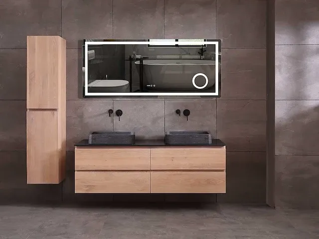 Eikenhout badkamermeubel 160cm (3 kleuren beschikbaar) - afbeelding 12 van  98