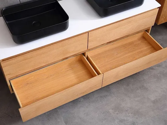 Eikenhout badkamermeubel 160cm (3 kleuren beschikbaar) - afbeelding 36 van  98