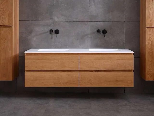 Eikenhout badkamermeubel 160cm (3 kleuren beschikbaar) - afbeelding 41 van  98