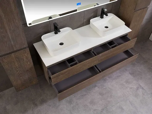 Eikenhout badkamermeubel 160cm (3 kleuren beschikbaar) - afbeelding 57 van  98
