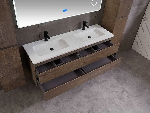 Eikenhout badkamermeubel 160cm (3 kleuren beschikbaar) - afbeelding 66 van  98