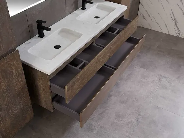 Eikenhout badkamermeubel 160cm (3 kleuren beschikbaar) - afbeelding 68 van  98