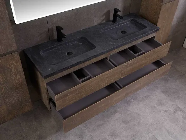 Eikenhout badkamermeubel 160cm (3 kleuren beschikbaar) - afbeelding 80 van  98