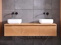 Eikenhout badkamermeubel 180cm (natural/white wash/grey smoked) - afbeelding 7 van  32