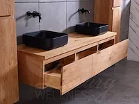 Eikenhout badkamermeubel 180cm (natural/white wash/grey smoked) - afbeelding 30 van  32