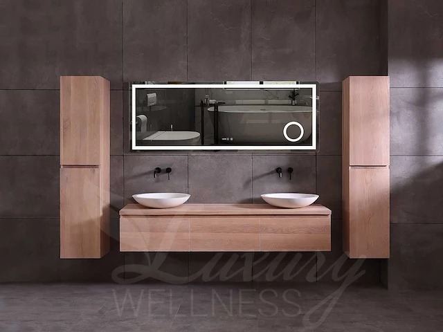 Eikenhout badmeubelset 150cm (white wash of grey smoked) - afbeelding 5 van  12