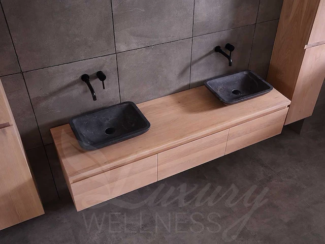 Eikenhout badmeubelset 150cm (white wash of grey smoked) - afbeelding 7 van  12