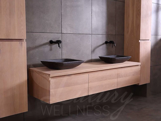 Eikenhout badmeubelset 150cm (white wash of grey smoked) - afbeelding 8 van  12