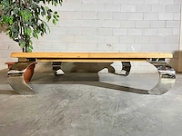 Eikenhouten salontafel met verchroomde poten