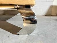 Eikenhouten salontafel met verchroomde poten - afbeelding 4 van  6