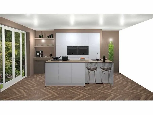 Eilandkeuken met kastenwand - afbeelding 1 van  10