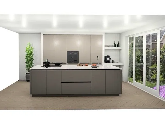 Eilandkeuken met kastenwand - afbeelding 1 van  11