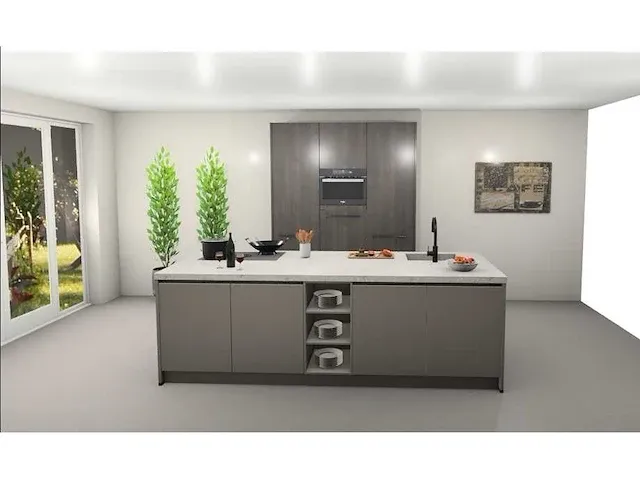 Eilandkeuken met kastenwand - afbeelding 1 van  13