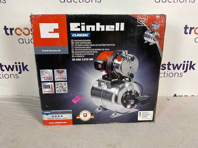Einhell elektrische hydrofoorpomp gc-ww 1250 nn - 1200 w - 5000 l/u - 5 bar - inhoud rvs drukvat: 20 l - max. opvoerhoogte: 50 m - afbeelding 2 van  2