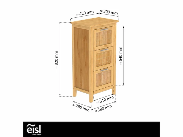 Eisl bamboe wastafel onderkast ca. 42 x 82 x 30 cm - afbeelding 3 van  5