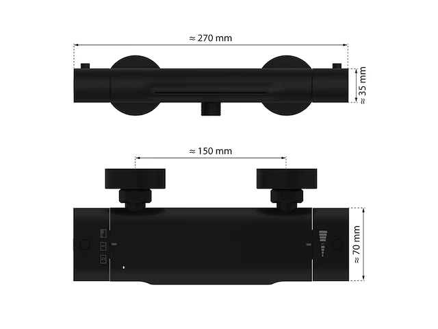 Eisl cerneo thermostatische mengkraan bad met watervaluitloop mat zwart - afbeelding 3 van  5