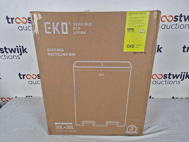 Eko - ecocasa 1 pedaalemmer 30+30 liter - mat rvs - afbeelding 2 van  2