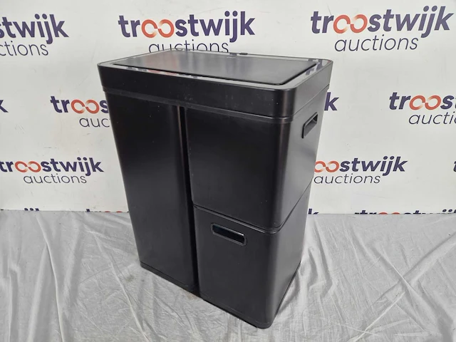 Eko - mirage plus sensor recycler 30+15+15 liter - powder coated steel plastic - zwart - prullenbak - afbeelding 3 van  3