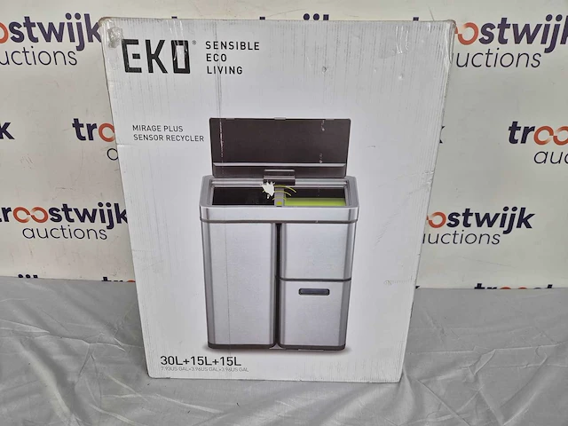 Eko - mirage plus sensor recycler 30+15+15 liter - stainless steel plastic - mat rvs - prullenbak - afbeelding 2 van  2