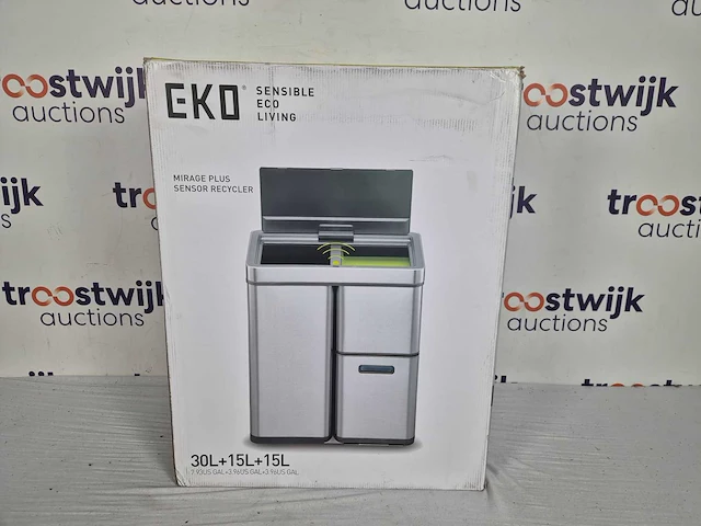 Eko - mirage plus sensor recycler 30+15+15 liter - stainless steel plastic - mat - afbeelding 2 van  2