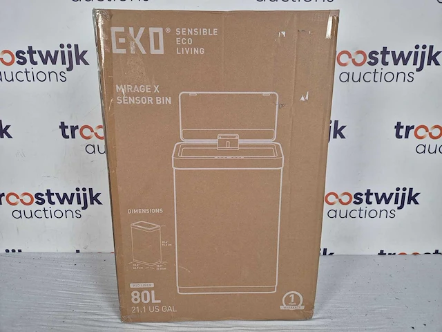 Eko - mirage x sensor bin 80 liter - stainless steel - mat rvs - afbeelding 2 van  2