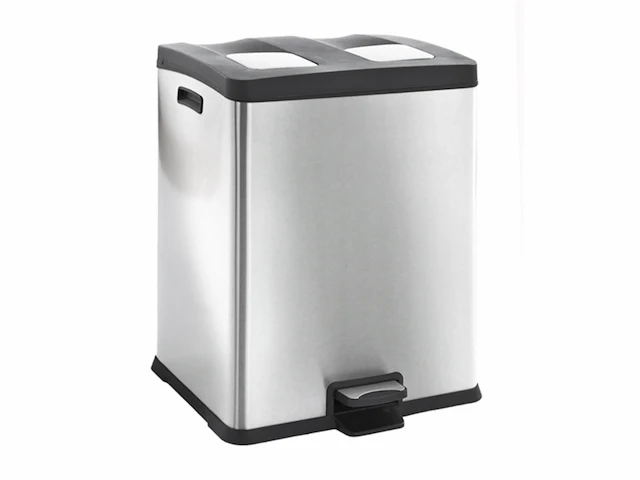 Eko rejoice prullenbak 2 x 30 l mat rvs voor afvalscheiding - afbeelding 1 van  6