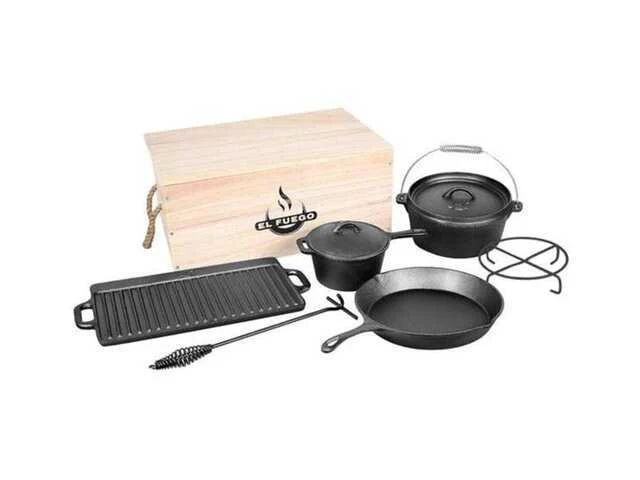 El fuego - ay0466 - 7-delige dutch ovenset in houten kist. - afbeelding 1 van  4