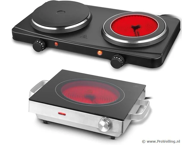 Electric infrared - digitaal - single/double - oververhitting protection - ceramic glass hob - single hotplate - double hob top - mini hob ​​- 2000 w - afbeelding 1 van  4