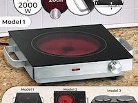 Electric infrared - digitaal - single/double - oververhitting protection - ceramic glass hob - single hotplate - double hob top - mini hob ​​- 2000 w - afbeelding 2 van  4