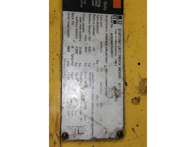 Electrische heftruck hyster type a1.50xl, maximale hefhoogte 330 cm, maximale draaglast 1430 kg. bouwjaar 1... - afbeelding 4 van  4