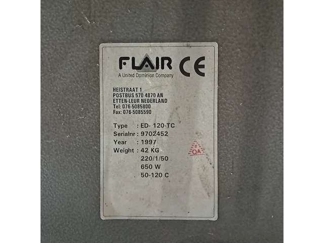 Electrode droogkast, flair, ed-120-tc, 1997 - afbeelding 2 van  10