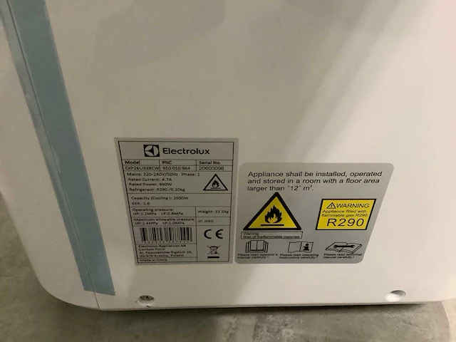 Electrolux exp26u338cw airco - afbeelding 5 van  5