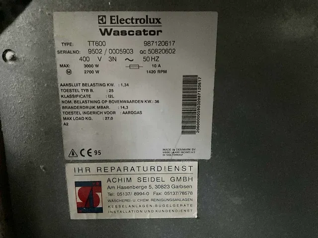 Electrolux tt600 industriële wasdroger - afbeelding 9 van  9