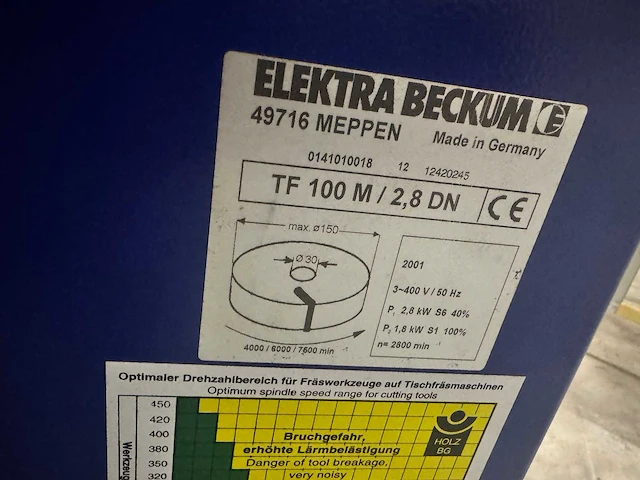 Elektra beckum - 2001 - tf 100 - verticale freesmachine - afbeelding 7 van  8