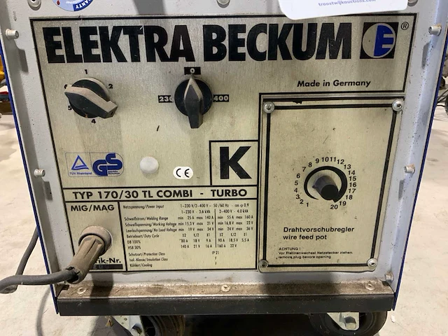 Elektra beckum 170/30 tl combi turbo mig/mag lasapparaat - afbeelding 3 van  4