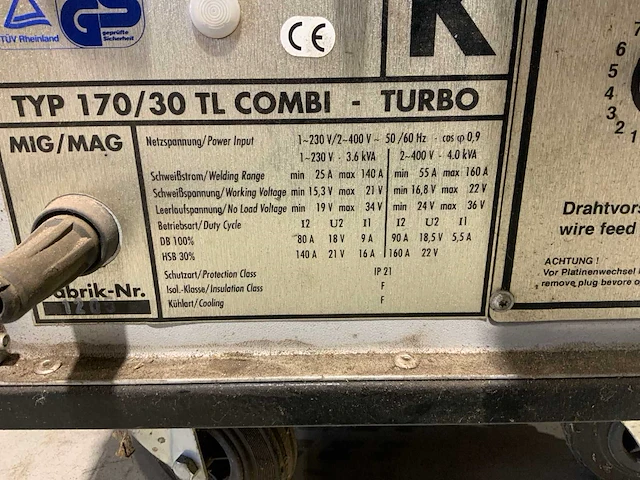 Elektra beckum 170/30 tl combi turbo mig/mag lasapparaat - afbeelding 4 van  4