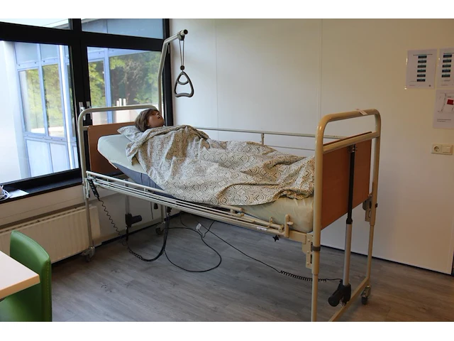 Elektrisch verstelbaar verzorgingsbed met valbeveiliging en bedpapegaai. exclusief pop - afbeelding 1 van  4
