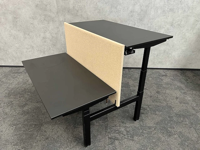Elektrisch zit/sta duo werkplek 160x80 - zwart/beige - afbeelding 10 van  19