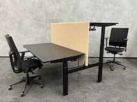 Elektrisch zit/sta duo werkplek 160x80 - zwart/beige - afbeelding 1 van  19