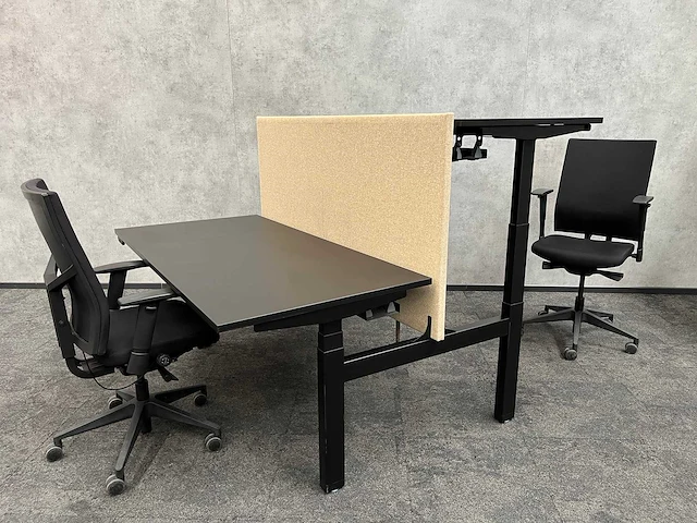 Elektrisch zit/sta duo werkplek 160x80 - zwart/beige - afbeelding 12 van  19
