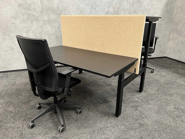 Elektrisch zit/sta duo werkplek 160x80 - zwart/beige - afbeelding 16 van  19