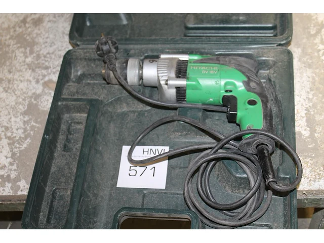 Elektrische boormachine hitachi dv16v in kunststof koffer. - afbeelding 1 van  1