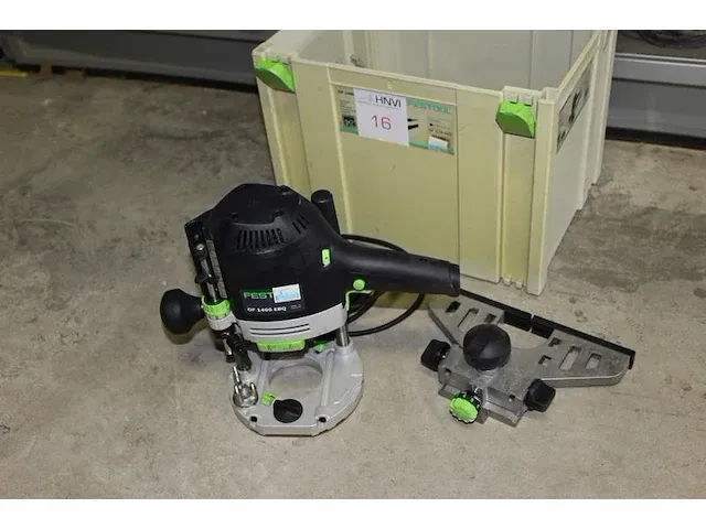 Elektrische bovenfrees festool type of 1400 ebq in kunststoffen stapelbare koffer. - afbeelding 1 van  3