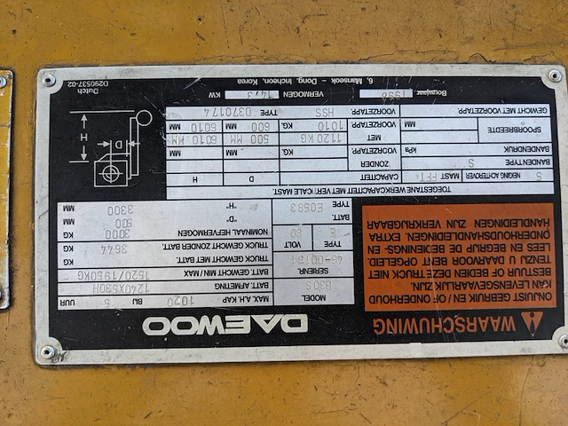 Elektrische heftruck, deawoo, b30s, geel/blauw, 1998 - afbeelding 16 van  36