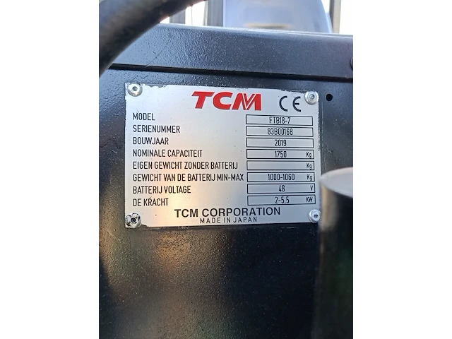 Elektrische heftruck, tcm, ftb18-7, 2019 - afbeelding 8 van  31